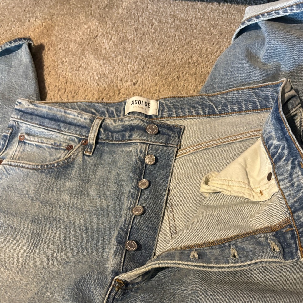 AGOLDE 90S PINCH CROP HIGH-RISE in Ripple NWOT Sz 31 Runs a little Big - Picture 5 of 13